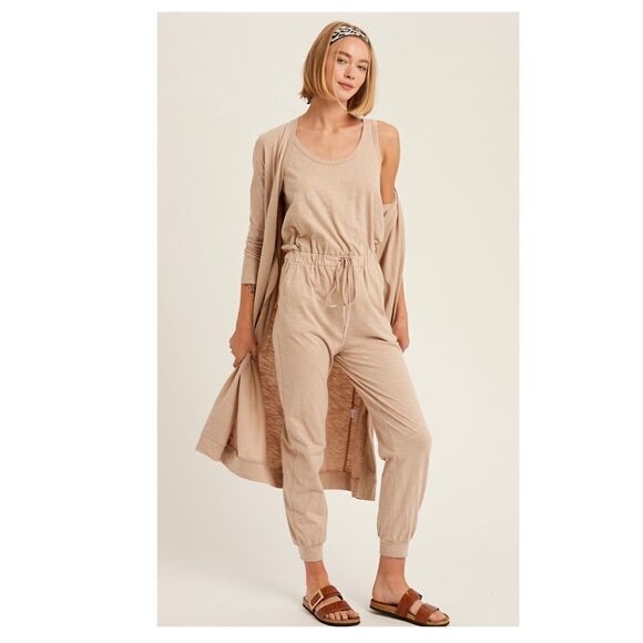TEXTURED Cotton Jumpsuit & Long Cardigan Knit Sets - Picture 11 of 14